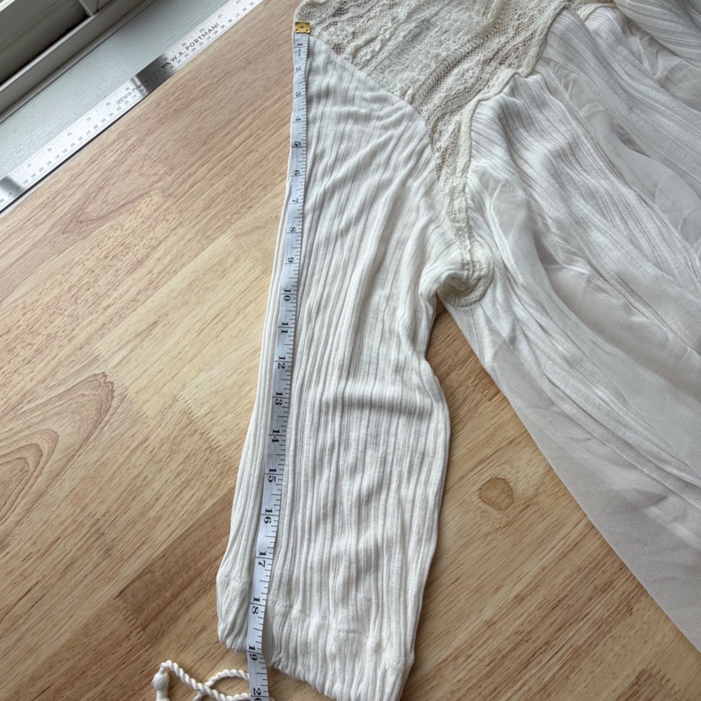 Free People Penny Lane Tunic Size Small Ivory/Off-White Sheer Lace Boho - Picture 7 of 11